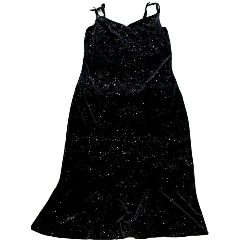 XI sparkly dress womens large circles straps party evening dance black